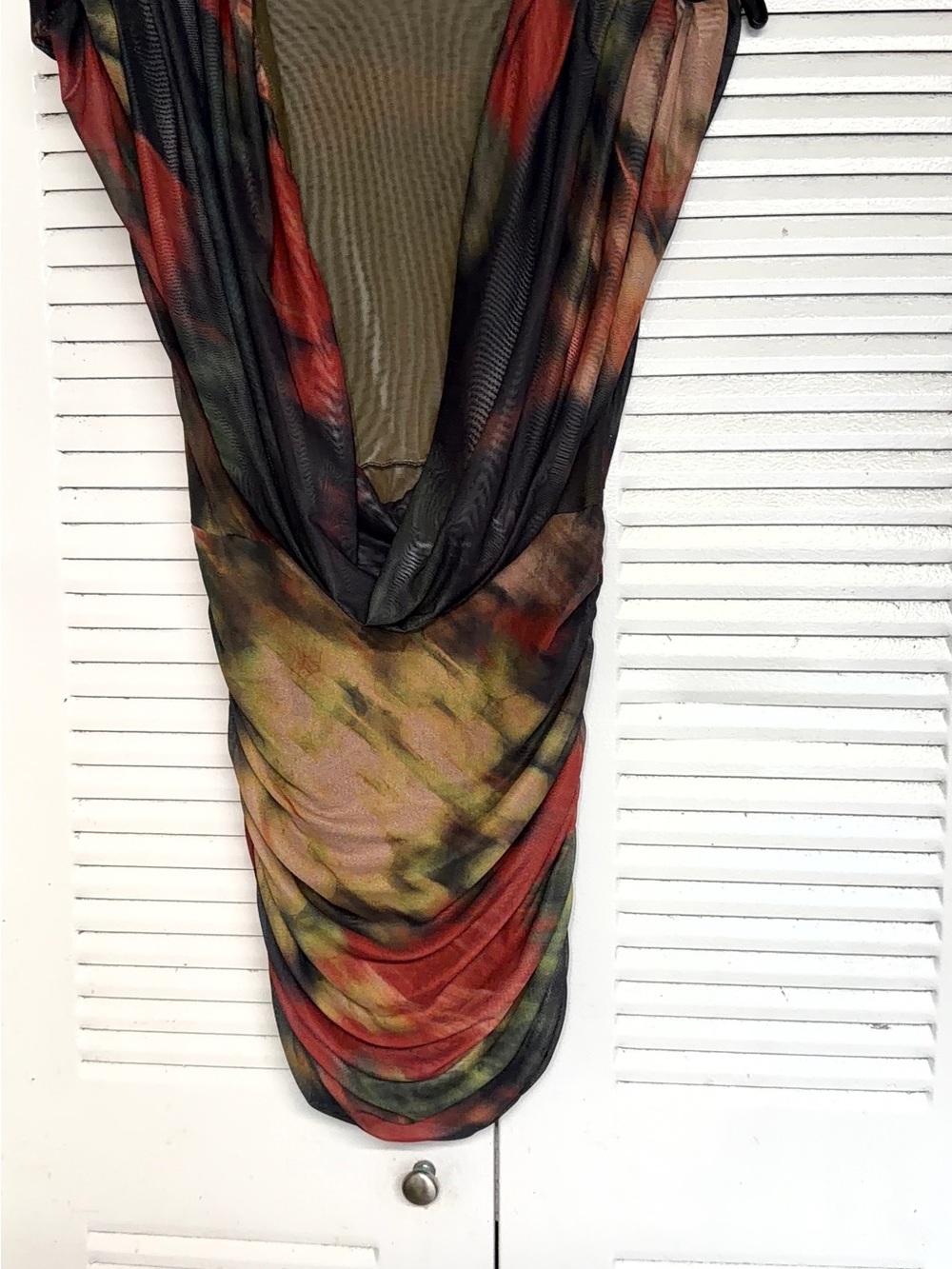Tie-Dye Mesh Scarf Stole - Olive, Red, Black
